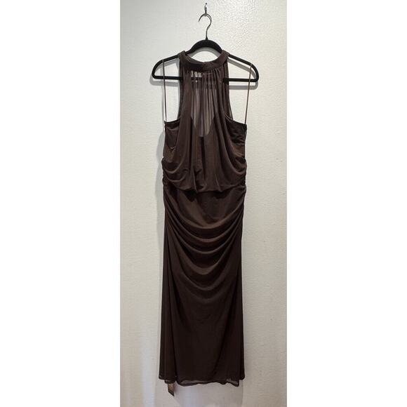 Abercrombie & Fitch Vol. 28 Maxi Dress Womens XXXL Brown Sheer Halter Open Back - Picture 1 of 10